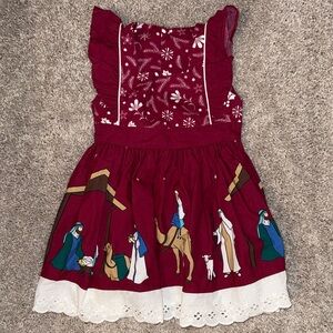 Elenor Rose Dress with Nativity Scene Print